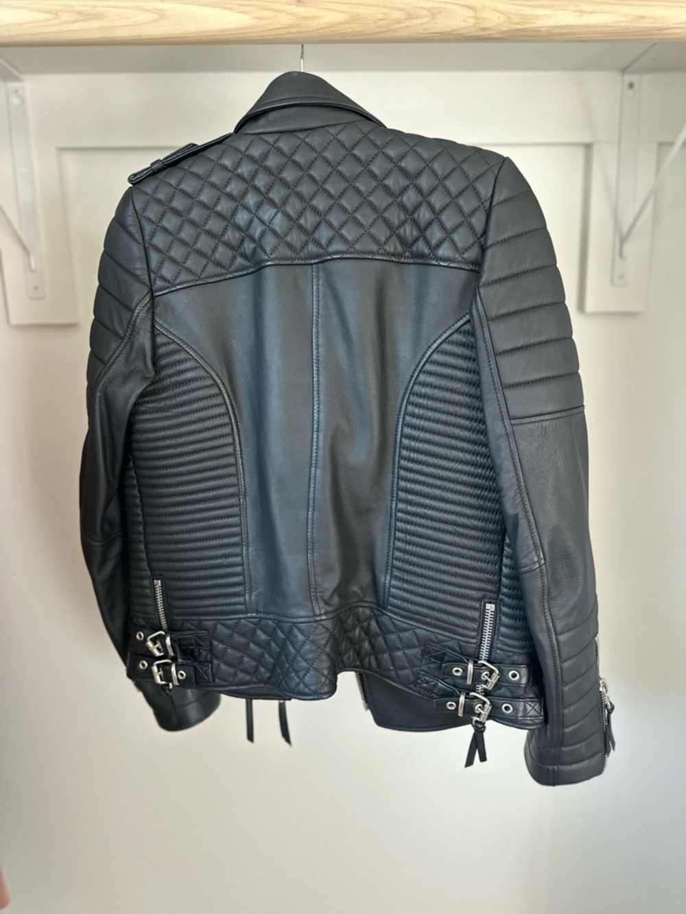 BODA SKINS Women's Black Quilted Leather Biker Jacket - Picture 2 of 7